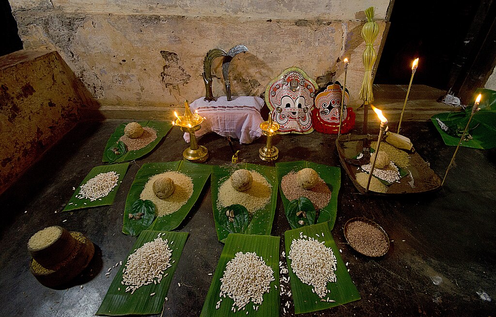 Offerings arranged for Pottan Theyyam ritual